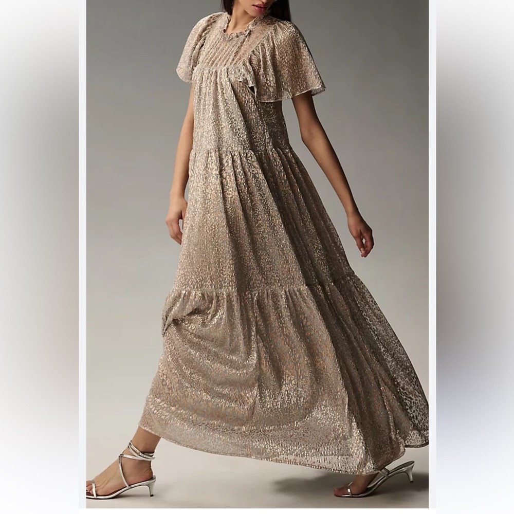 By Anthropologie- short sleeve mock neck maxi dress NWT- XS